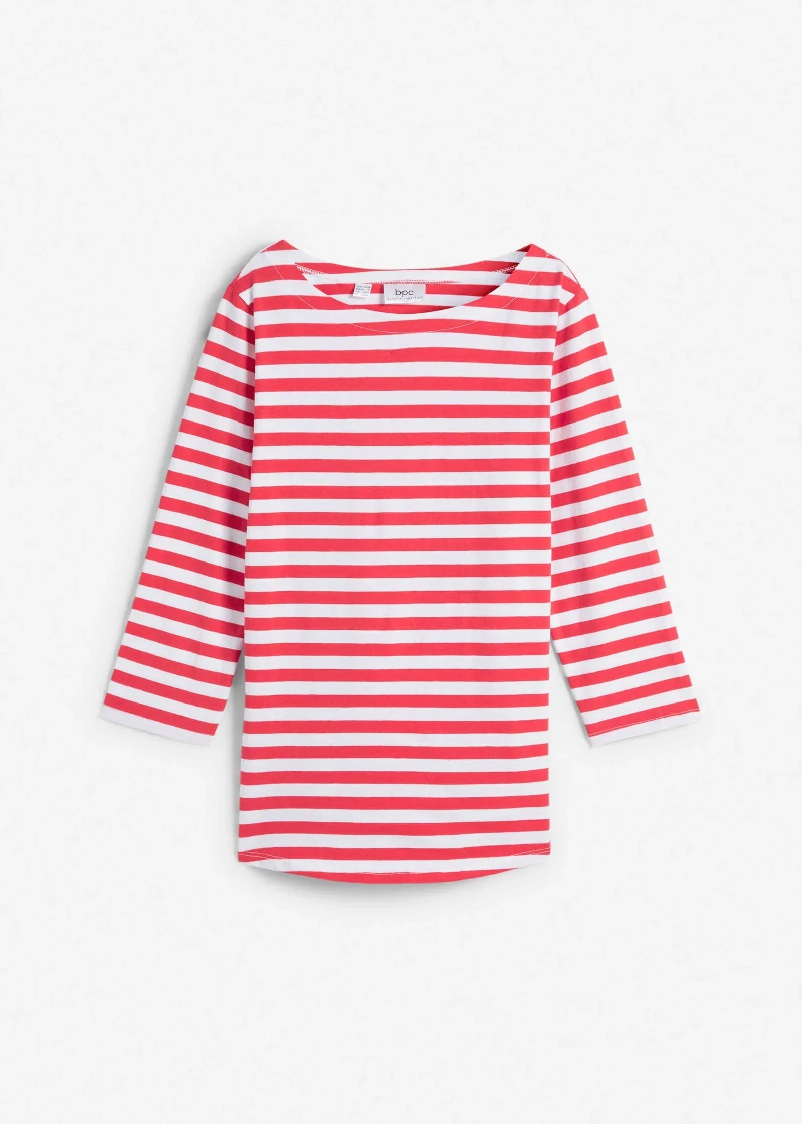 Boat Neck Striped Top Red White Stripe