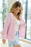 Palmer Pink Chenille Cable Knit Cardigan