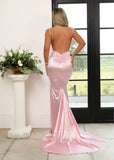 Touch of Glamour Satin Gown with Side Slit Pink