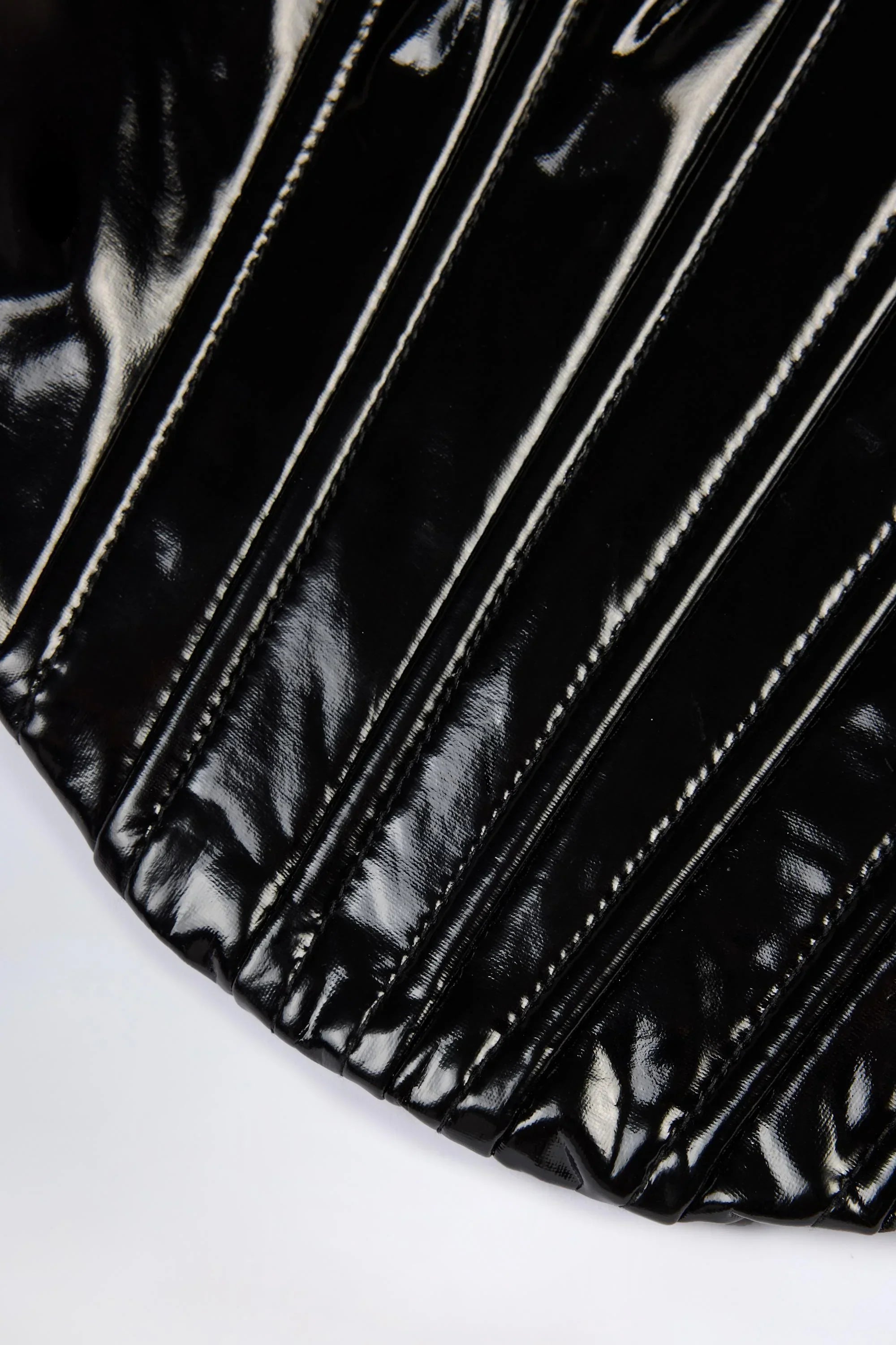 Vinyl Lace Up Corset Top in Black