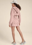 Cozy Sherpa Neck Zip Dress Peach Blush