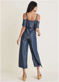 Chambray Ruffle Top Dark Wash
