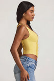 Plunge Neck Scalloped Corset Top in Pastel Yellow