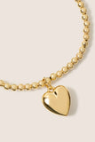 Classic Gold 3mm Bracelet w Heart