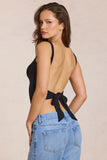 Modal Tie Back Top in Black