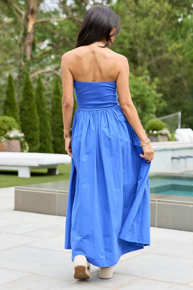 Kassie Cobalt Blue Strapless Maxi Dress SALE