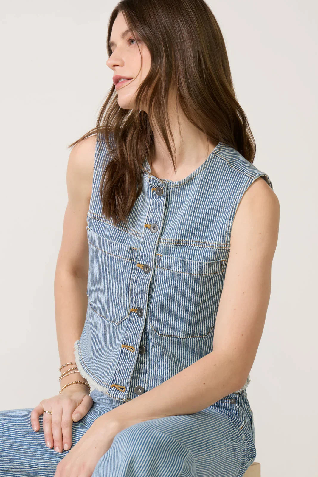 Nicki Railroad Stripe Vest