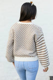 Samara Checkered And Stripes Brown And Cream Cardigan SALE