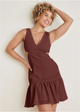 Fluted Satin Mini Dress Auburn