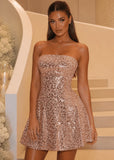Keeping Secrets Strapless Mini Dress Gold