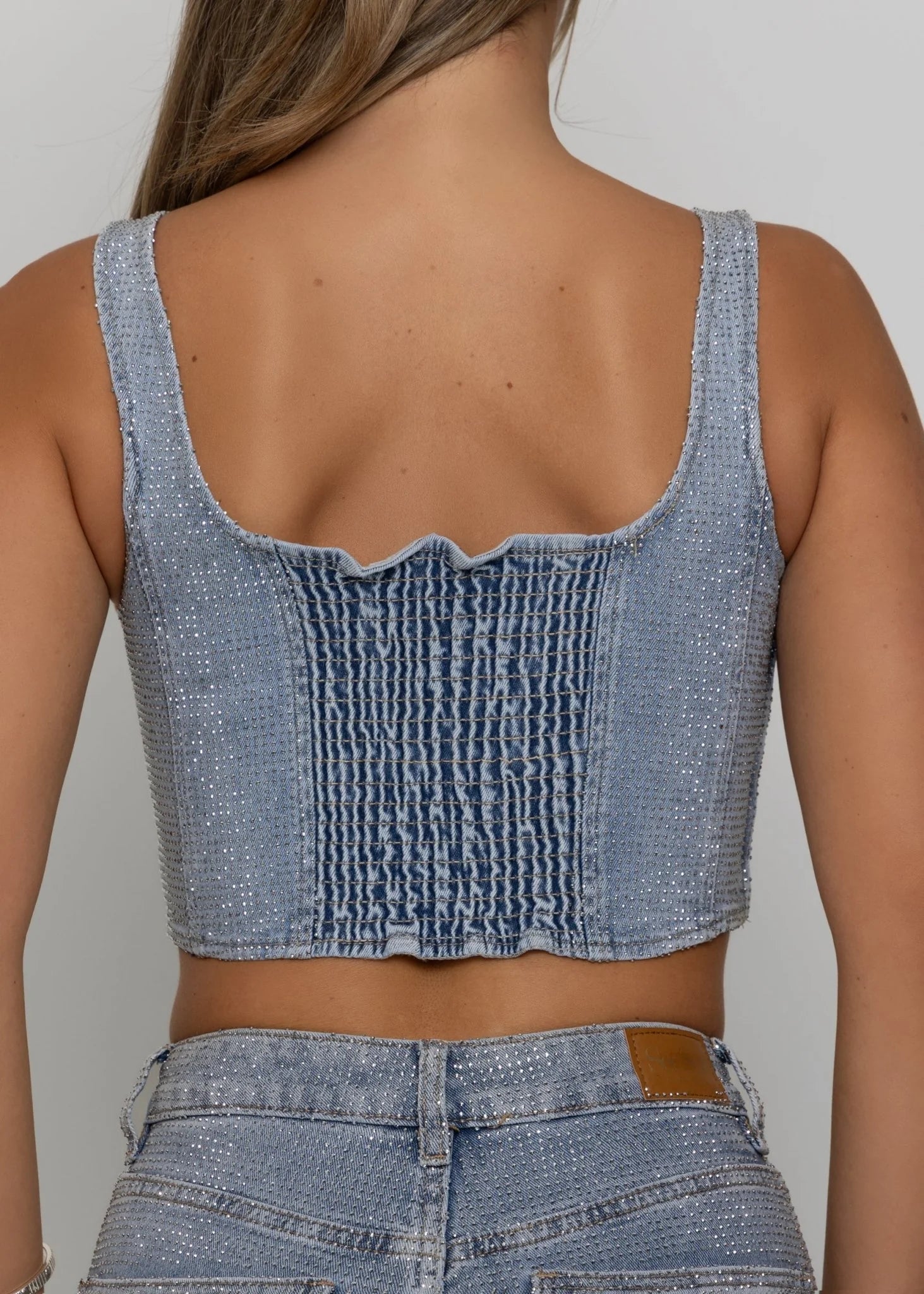 Forever Sparkle Diamante Corset Top Blue