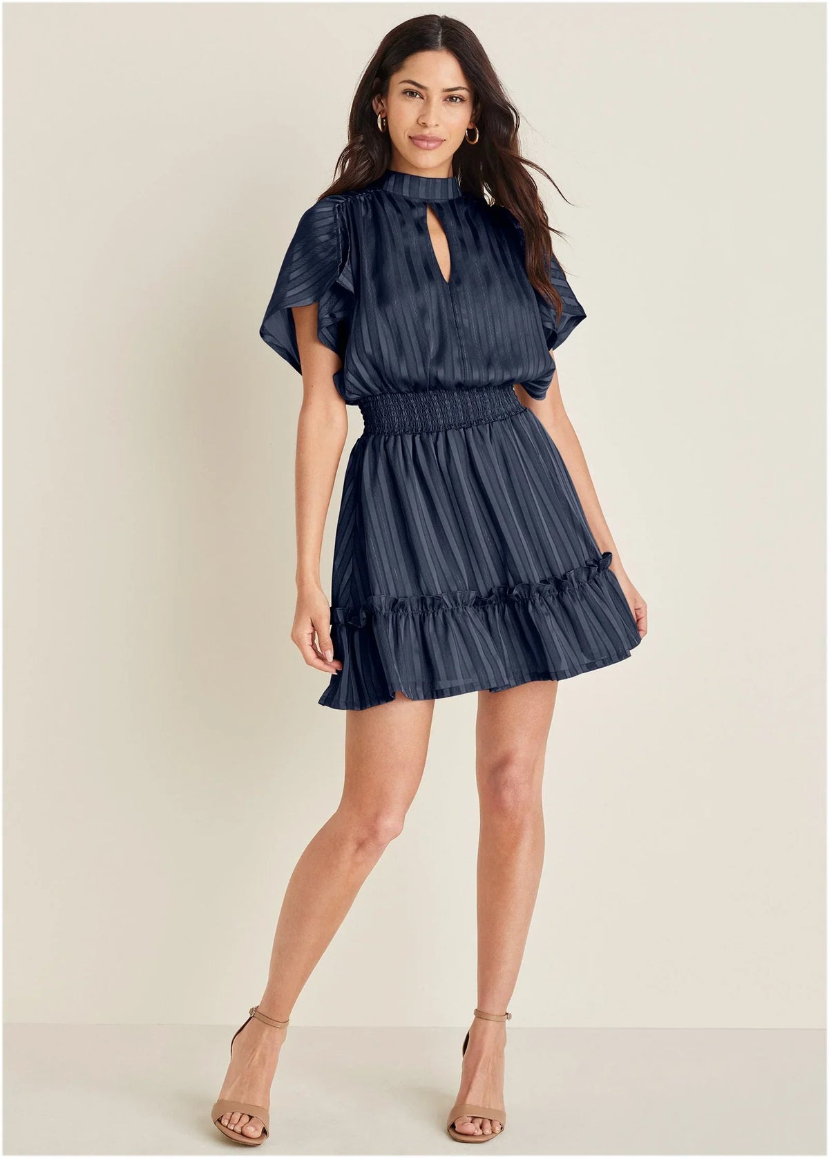 High Neck Mini Dress Navy