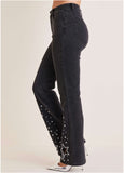 Rhinestone Embellished Jeans Black Wash