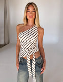 LYLE ONE SHOULDER TOP YELLOW STRIPE