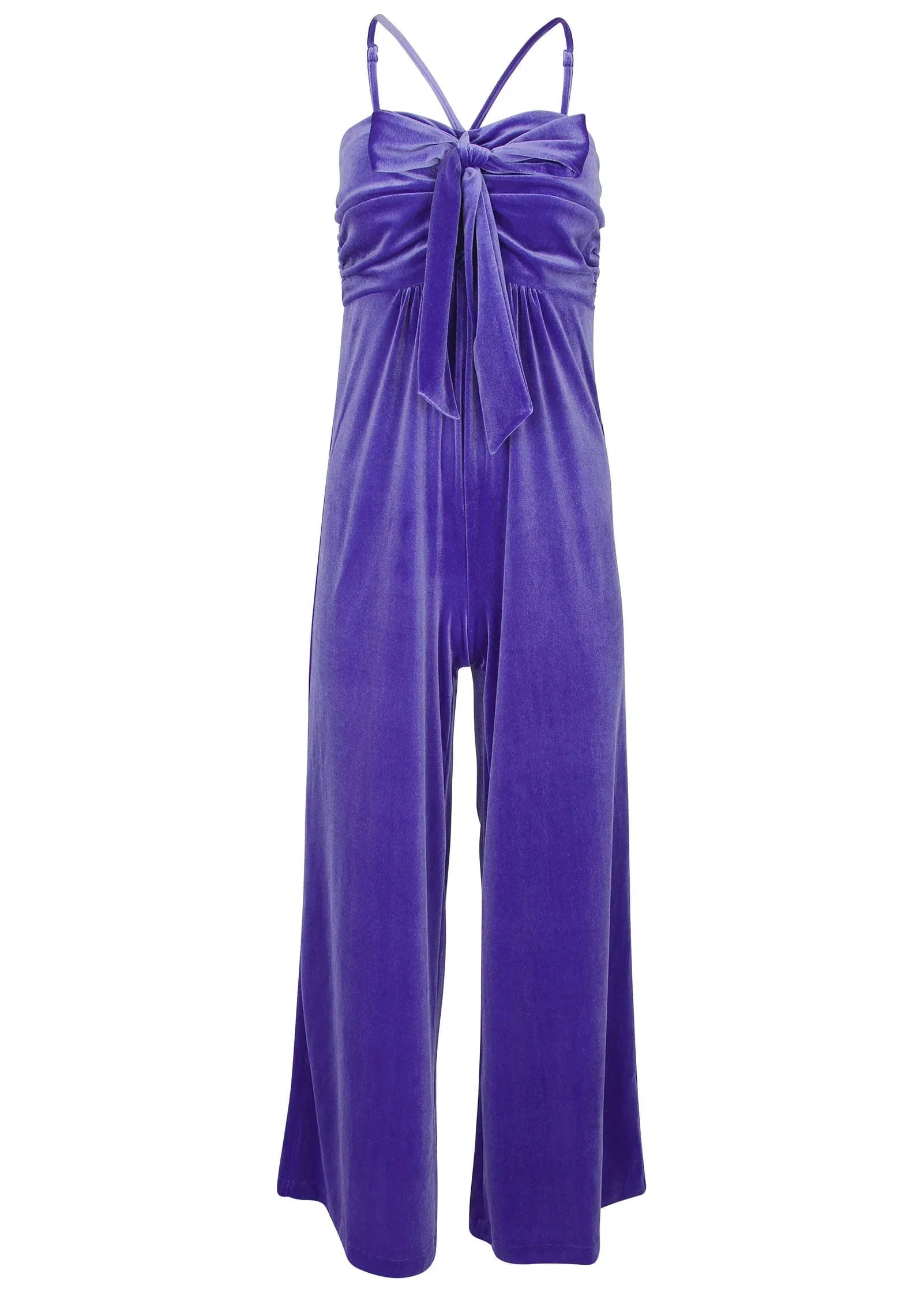 Stretch Velvet Halter Jumpsuit Deep Blue