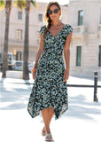 Floral Printed Dress Black Blue