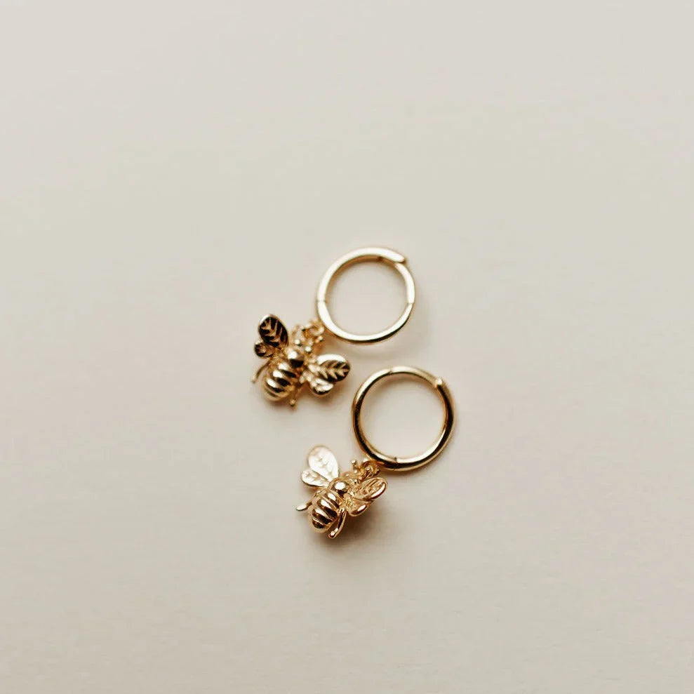 Honey Bee Hoop Earrings