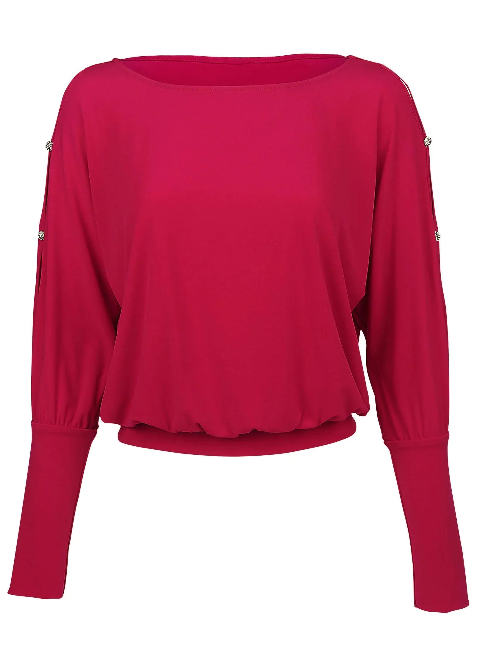 Bling Cold Shoulder Blouse Barberry