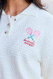 Making A Racquet Ivory Embroidered Pullover