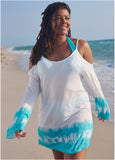 Cold Shoulder Cover Up Aqua White