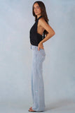Mid Rise Straight Leg Jeans in Light Denim