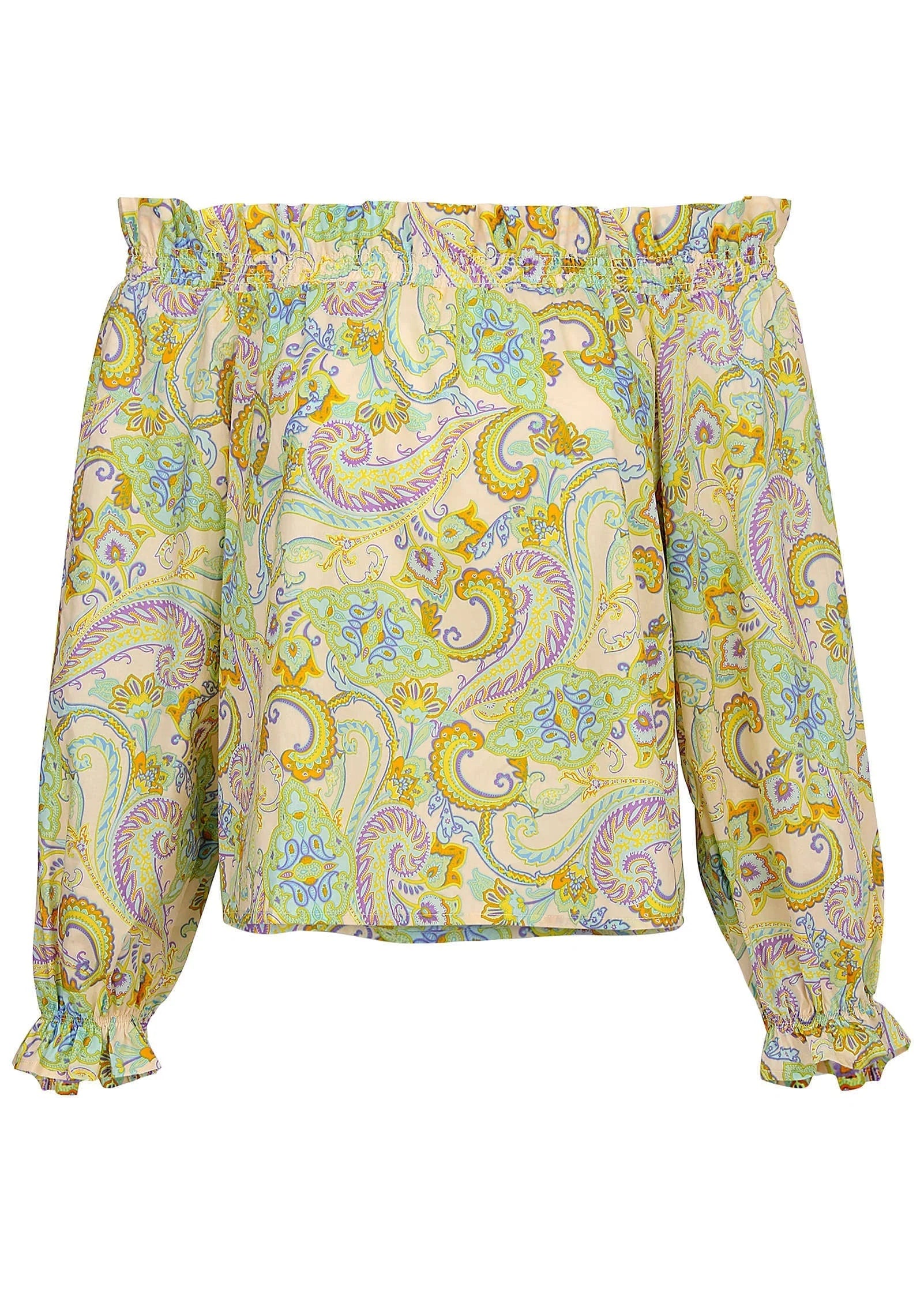 Off The Shoulder Top Candied Shortbread Paisley