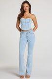 Mid Rise Bootcut Jeans in Light Denim