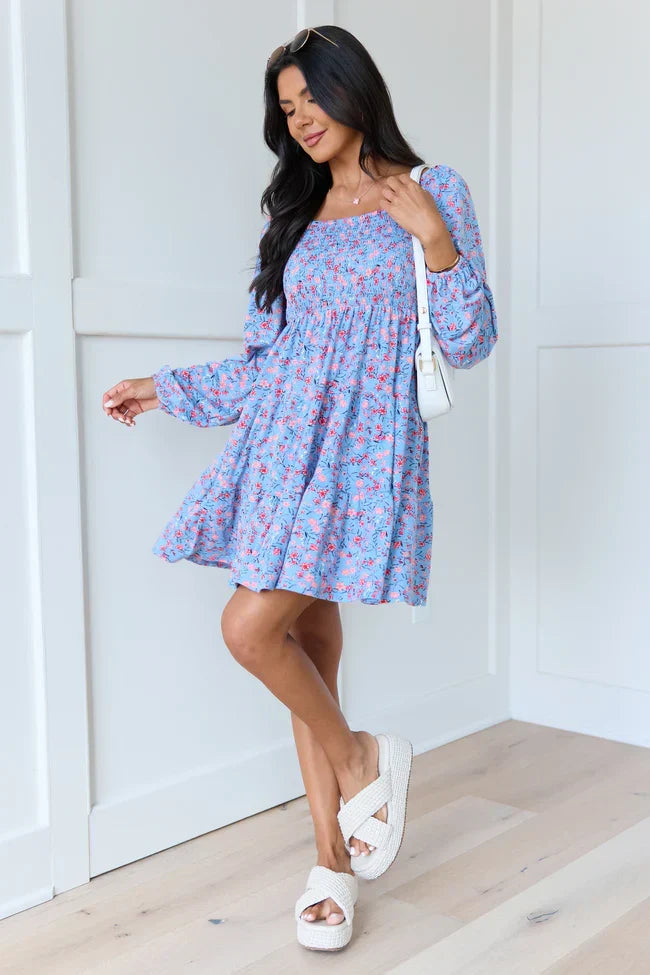 Gloria Blue Floral Dress SALE