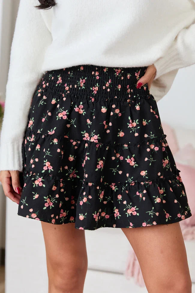 Through The Garden Black Roses Skort