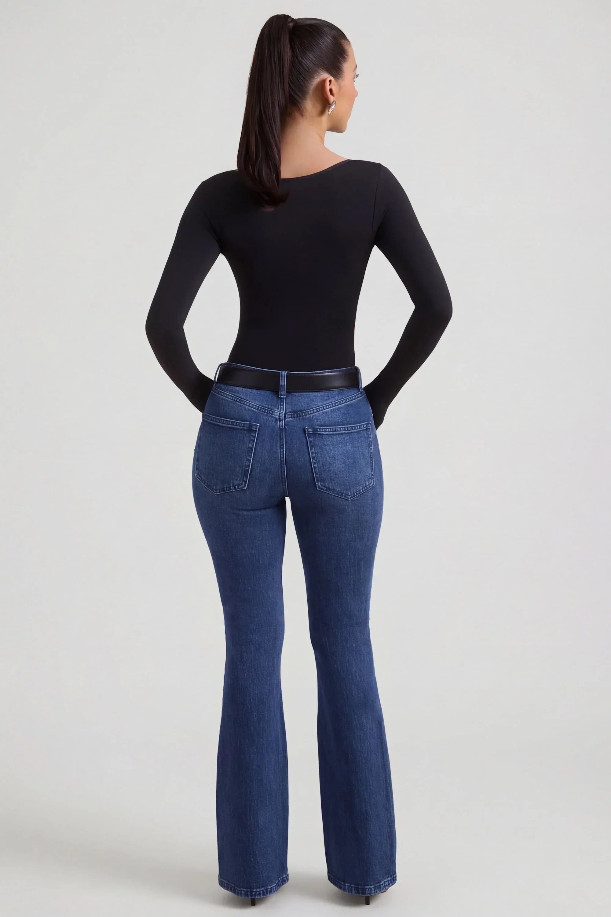 High Rise Flared Jeans in Indigo Wash