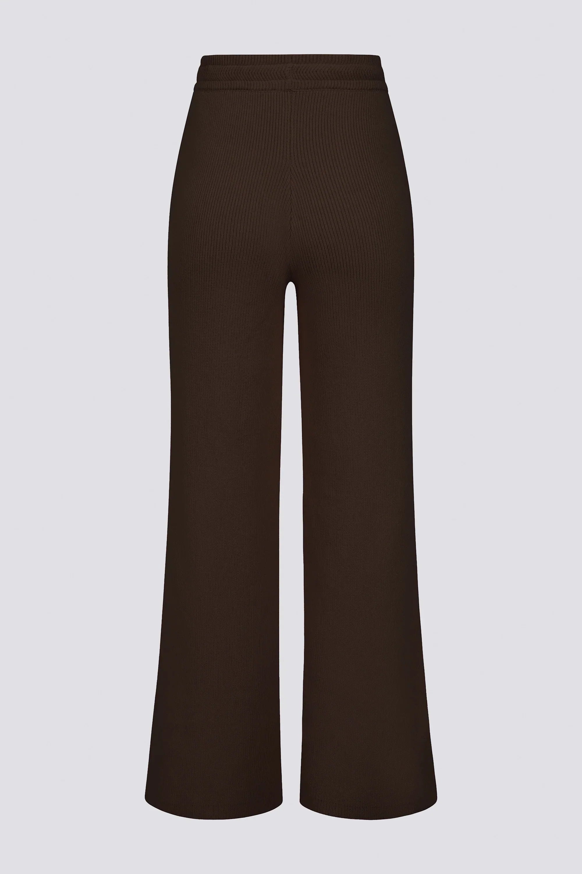 Ribbed Knit Wide Leg Joggers in Pecan