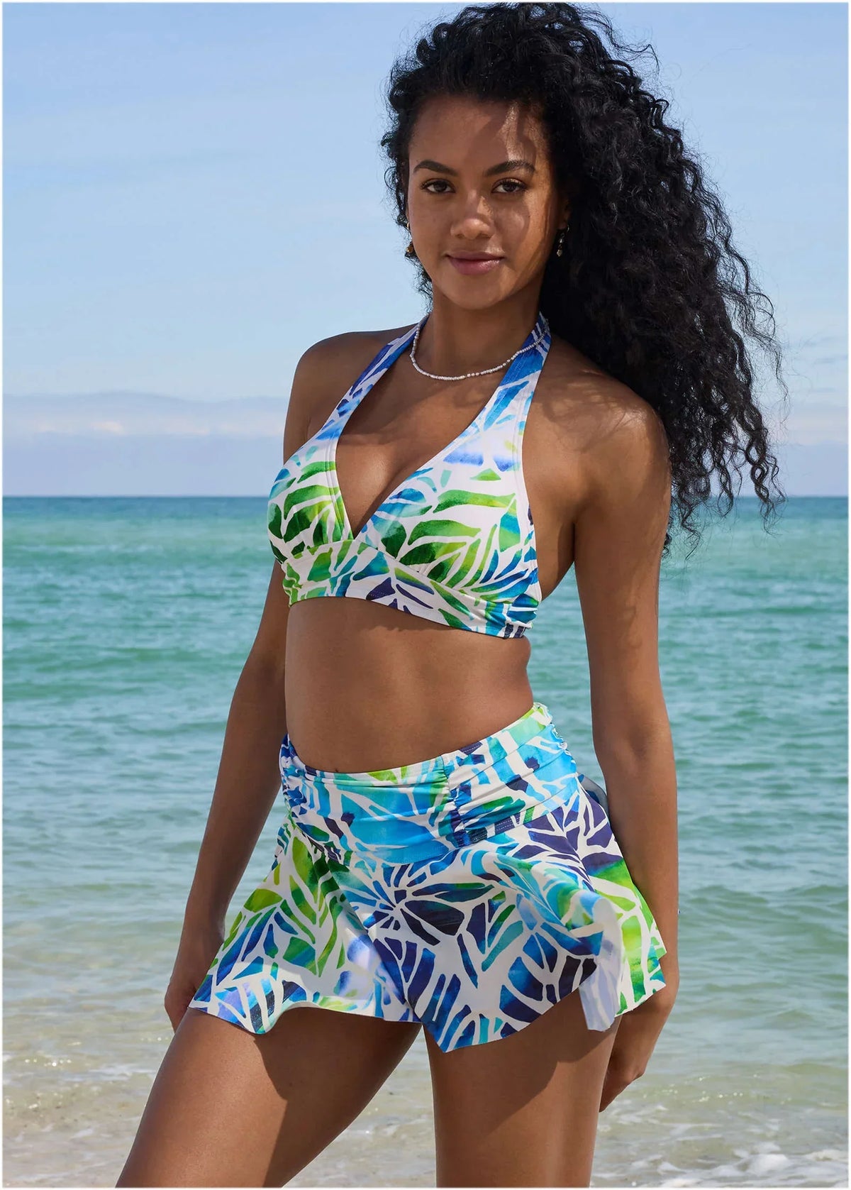 Rio Swim Skirt Ombre Block Leaves