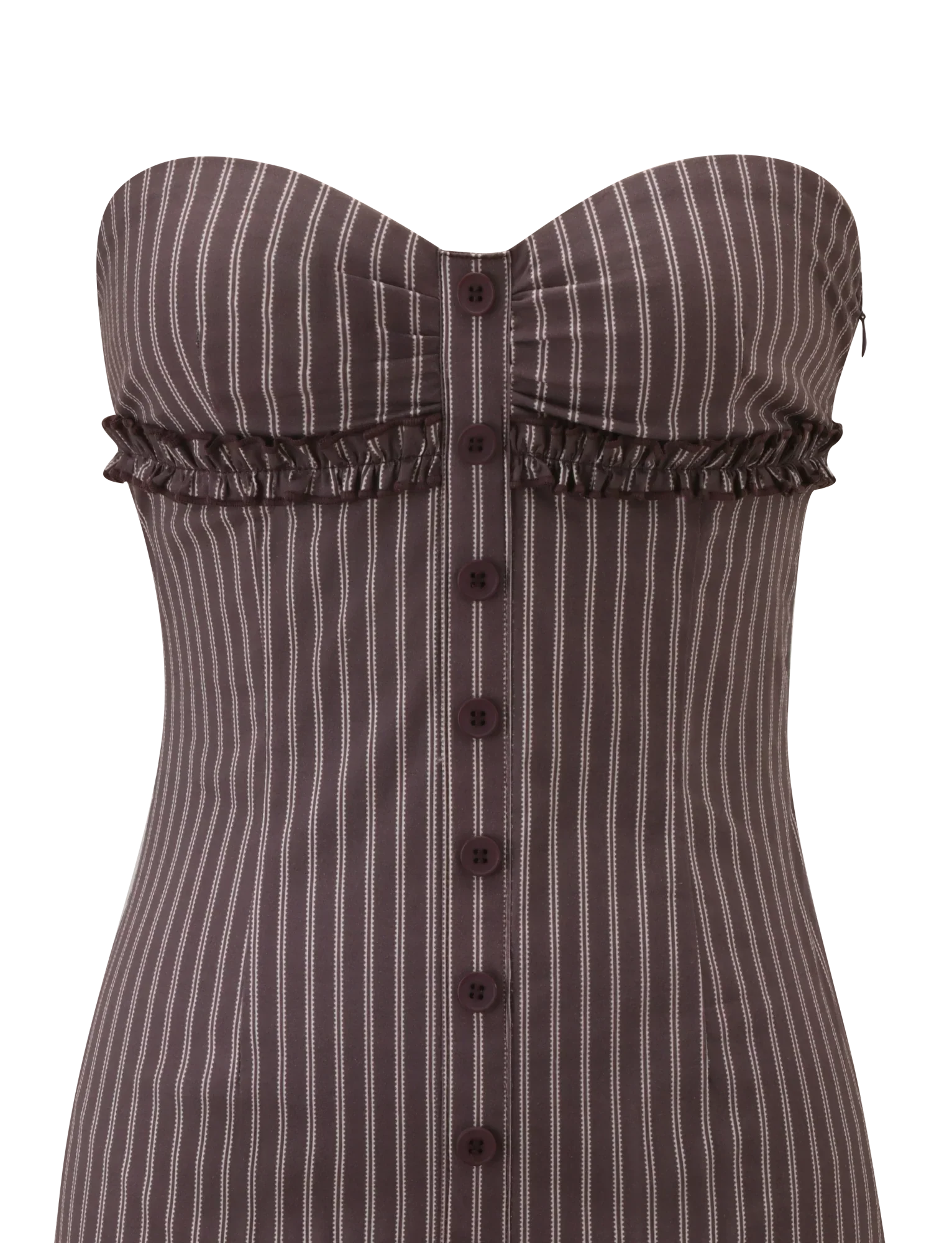 KITTIE STRAPLESS DRESS BROWN AND CREAM STRIPE