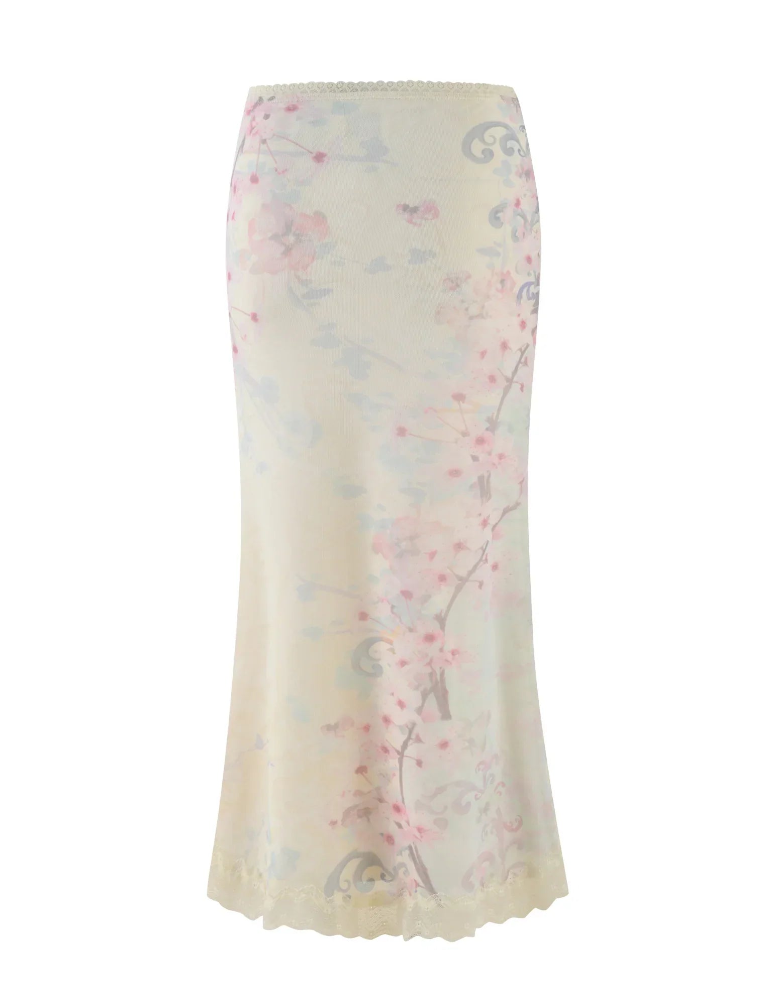 LONIE MIDI SKIRT NEUTRAL FLORAL WASHED CHERRY BLOSSOM