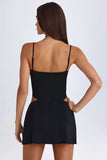 Draped Cut Out Mini Dress in Black