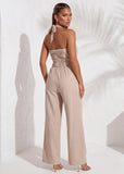 Idle Heart Halterneck Jumpsuit Beige