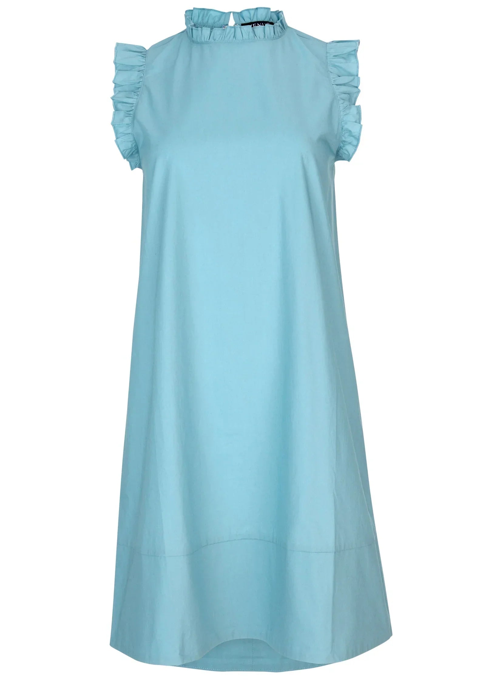 Ruffle Trim Mini Dress Blue