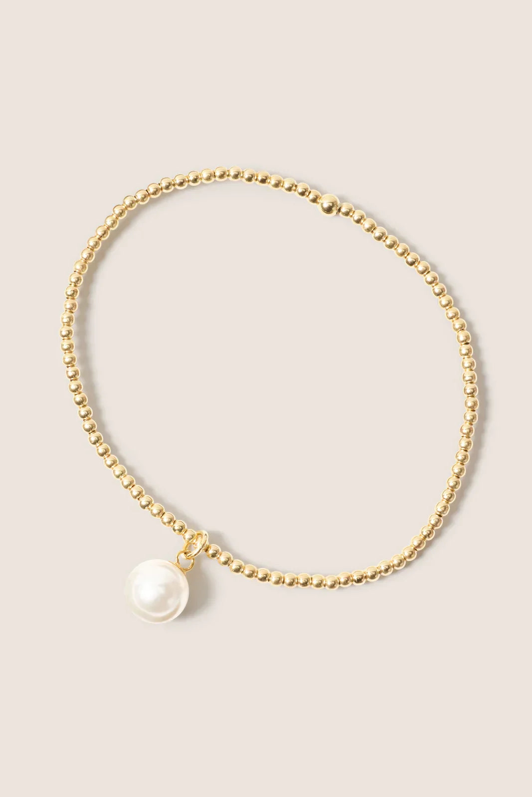 Classic Gold 2mm Bracelet w Pearl