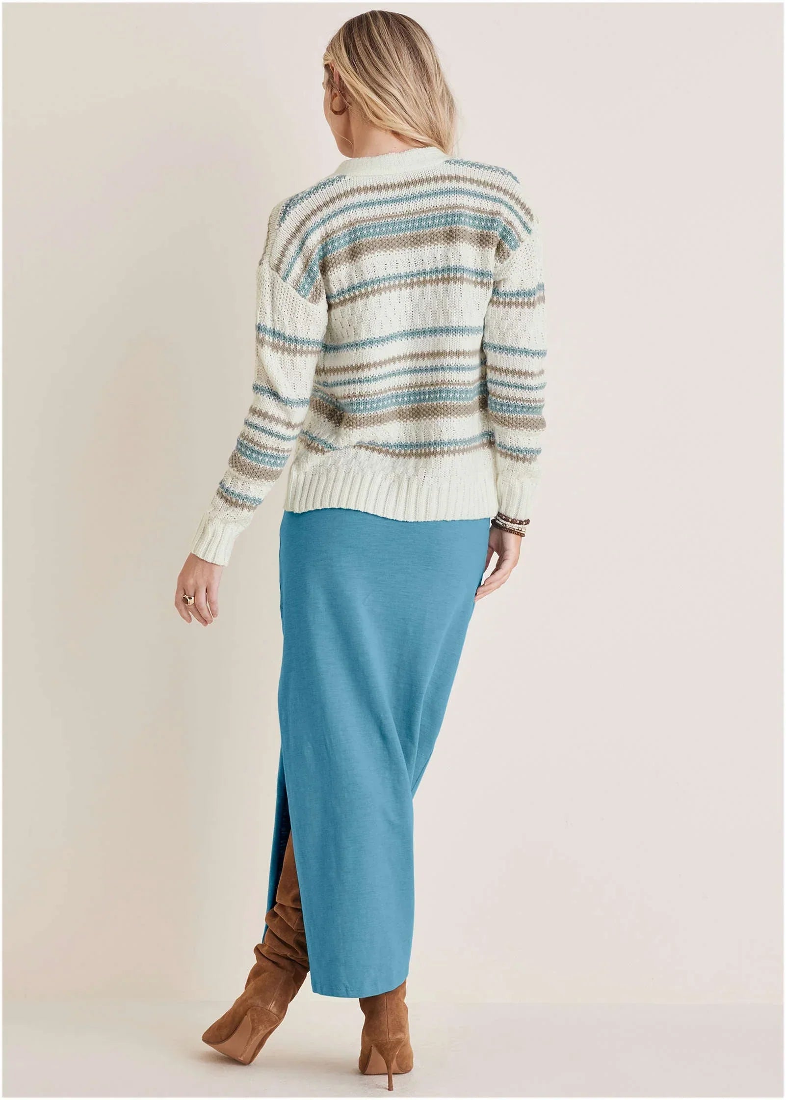 Stripe Cardigan Light Blue Stripes