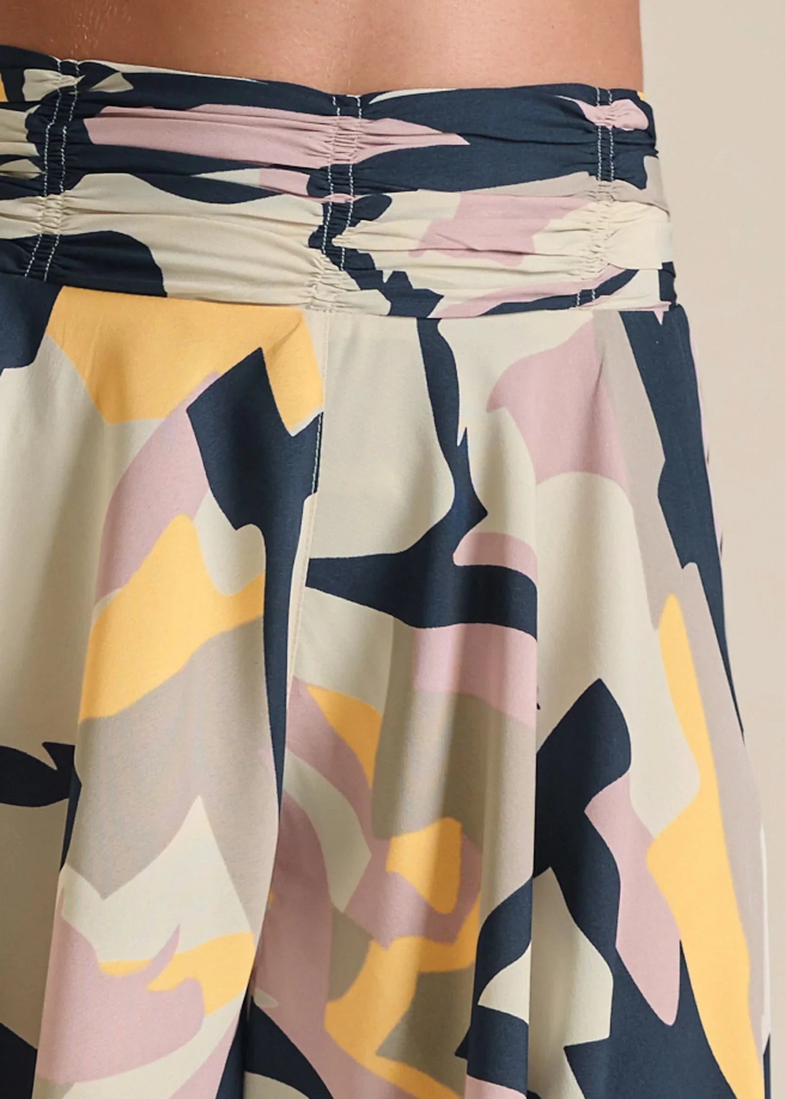Printed Flowy Pants Navy Multi