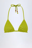 Charm Detail Triangle Bikini Top in Olive Green