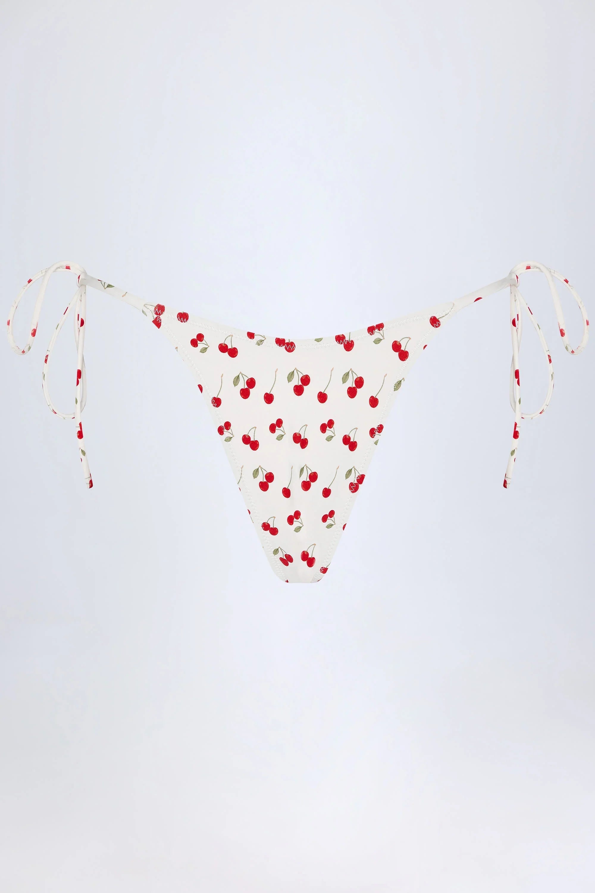 Side Tie Cheeky Bikini Bottoms in Cherry Print