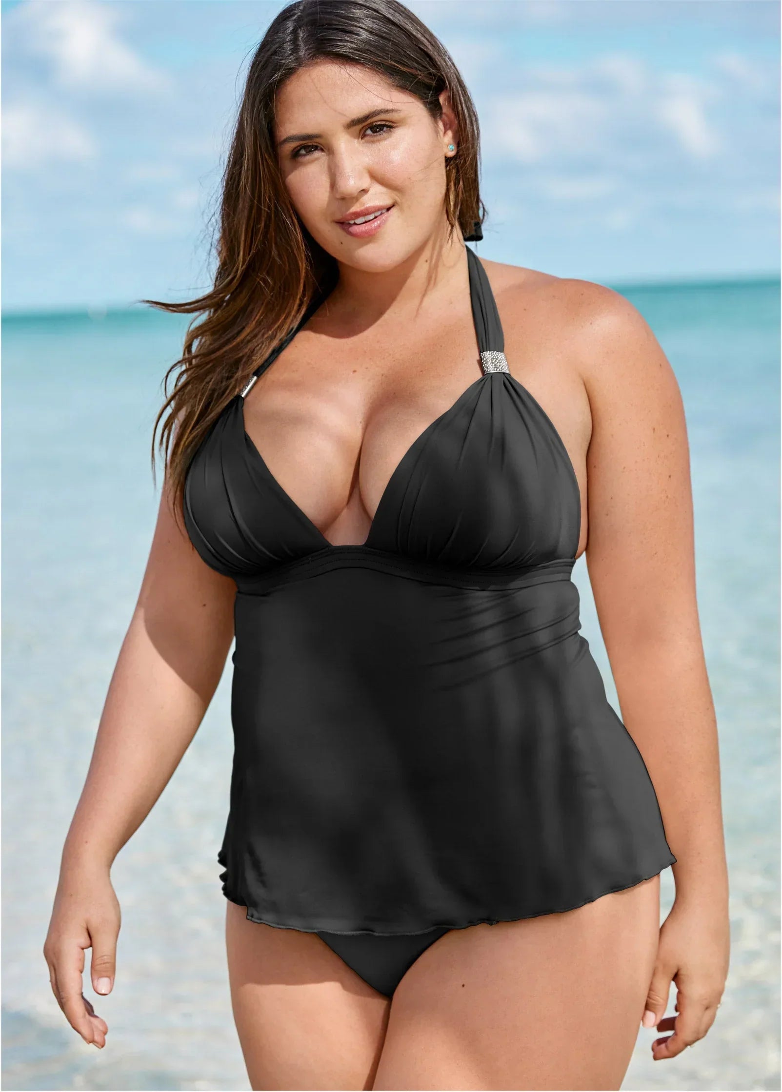 Goddess Push Up Tankini Top Black Beauty