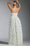 Embellished Floral Appliqué Corset Gown in White