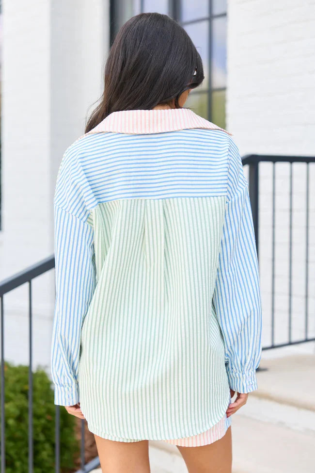 Marlow Multi Stripe Button Up Top