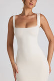Modal Lace Trim Midaxi Dress in Ivory