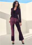 Leopard Kick Flare Suit Set Wine