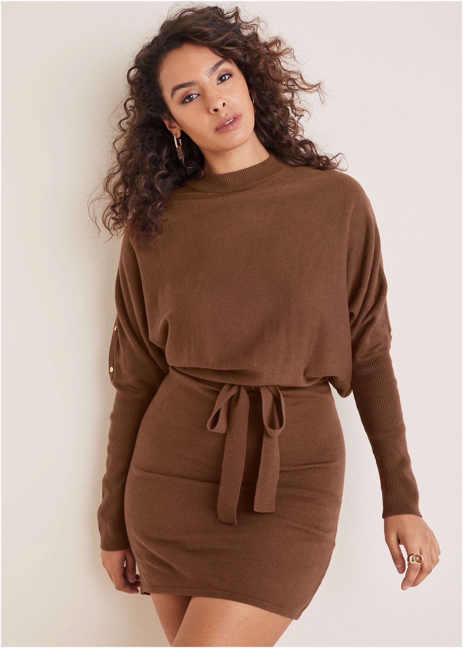 Dolman Sleeve Sweater Dress Chocolate Fondant