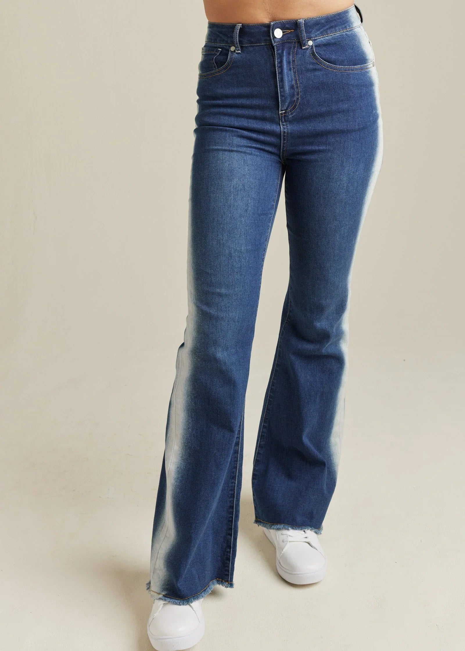 Side Stripe Flare Leg Jeans Denim Multi