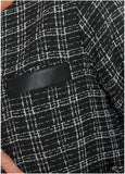 Tweed And Faux Leather Coat Black White